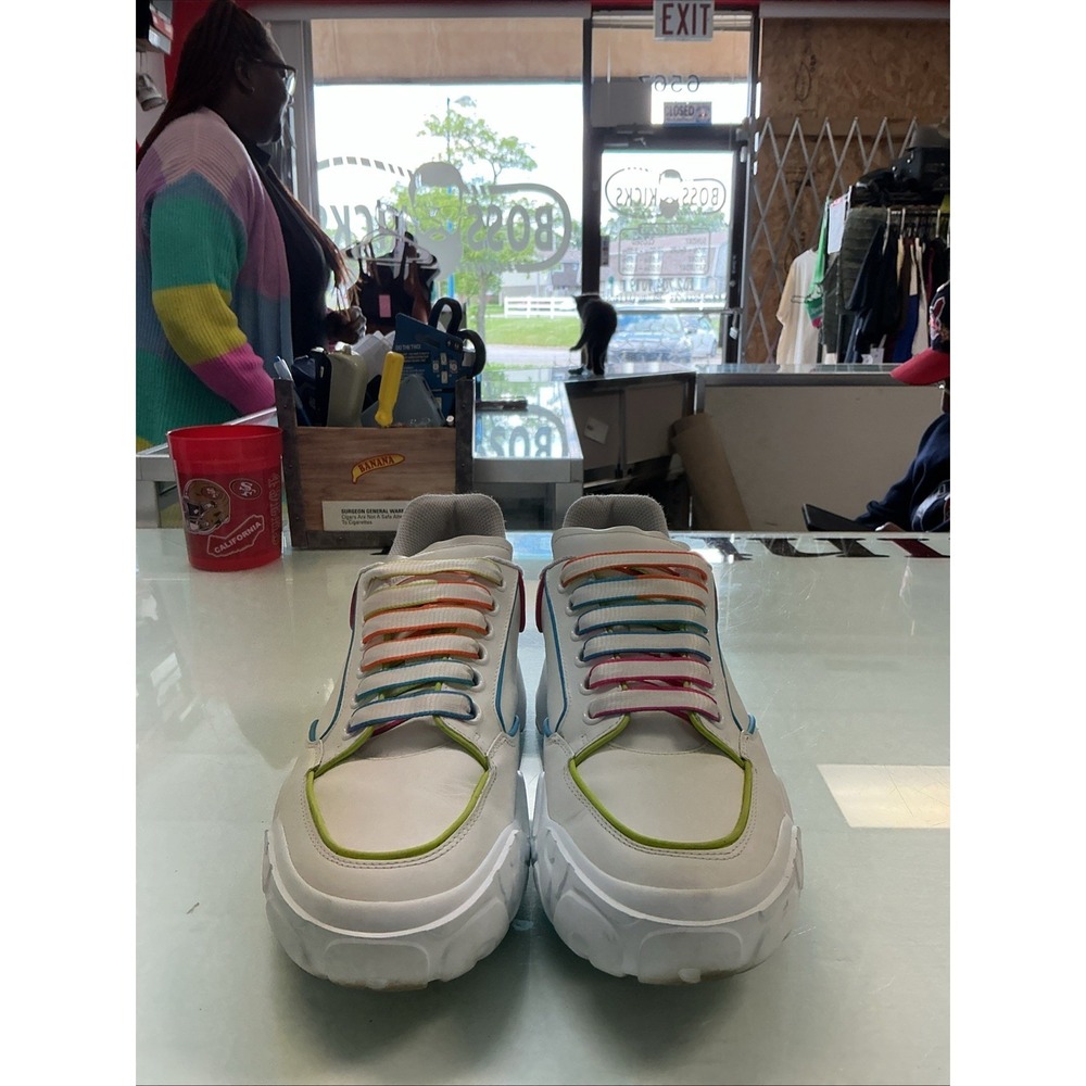 Alexander McQueen Court Trainer White Multi Sneaker 676691-WIA9P-9035 Size 40.5